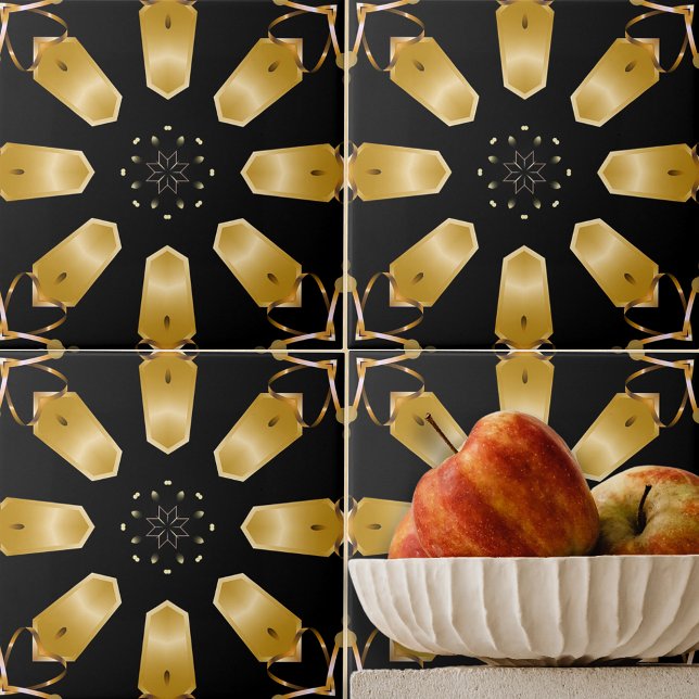Faux Gold & Black Luxury Mosaic Geometric Pattern Tile (Creator Uploaded)