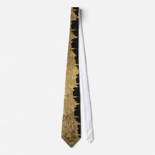 Faux Gold & Black Starry Night Brushstrokes Tie