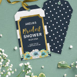 Faux Gold, Blue & White Floral Bridal Shower Gift Tags<br><div class="desc">Adorn your bridal shower favour gifts with a personal touch; this bridal shower gift tag features a faux gold border, black and white stripes, beautiful watercolor floral and a patterned back side. Do take a look at the matching bridal shower invitation in my store http://www.zazzle.com/blue_and_faux_gold_floral_bridal_shower_invitation-256760995234064806?rf=238364477188679314 Personalise it by replacing the...</div>