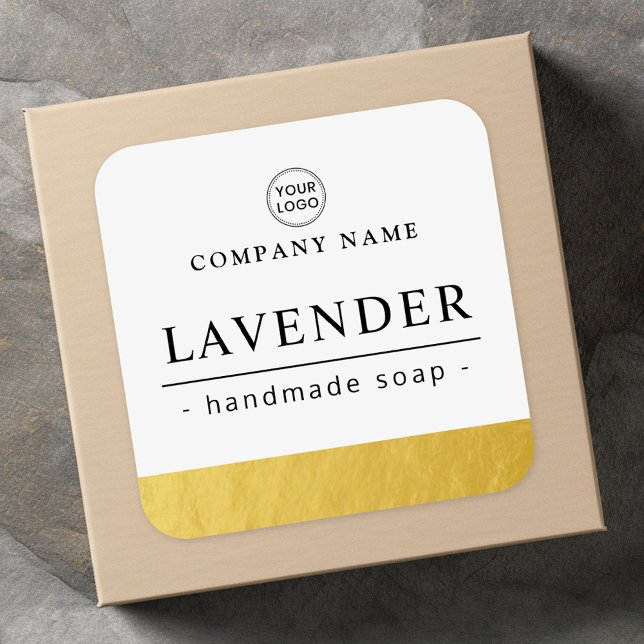 Faux gold border logo white elegant product label (Faux gold border logo white elegant product label)