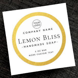 Faux gold border round product label