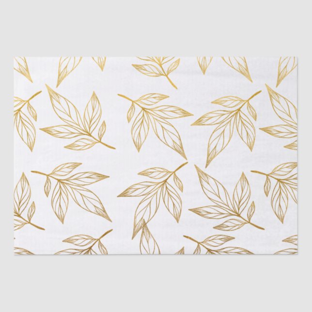 Faux Gold Botanical Christmas Holiday Tissue Paper (Front)