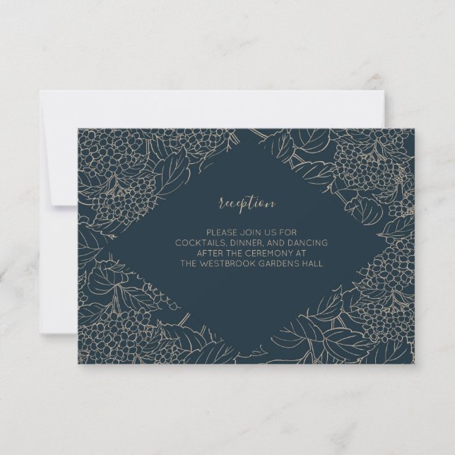 Faux Gold Botanical Frame Wedding Enclosure RSVP Card (Front)