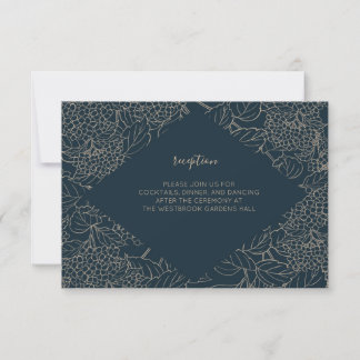 Faux Gold Botanical Frame Wedding Enclosure RSVP Card