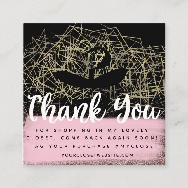 Faux Gold Boutique Hanger Closet Clothing Business Square Business Card (Front)