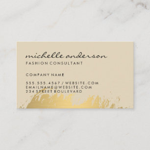 Faux Gold Brushed Beige / Grey Business Card