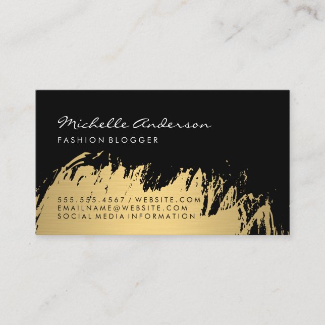 Faux Gold Brushed / Black Business Card (Front)