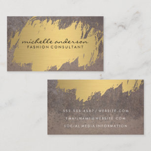Faux Gold Brushed Dark Rusted Metal Business Card