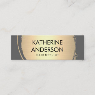 Faux Gold Brushed Grey Background Mini Business Card