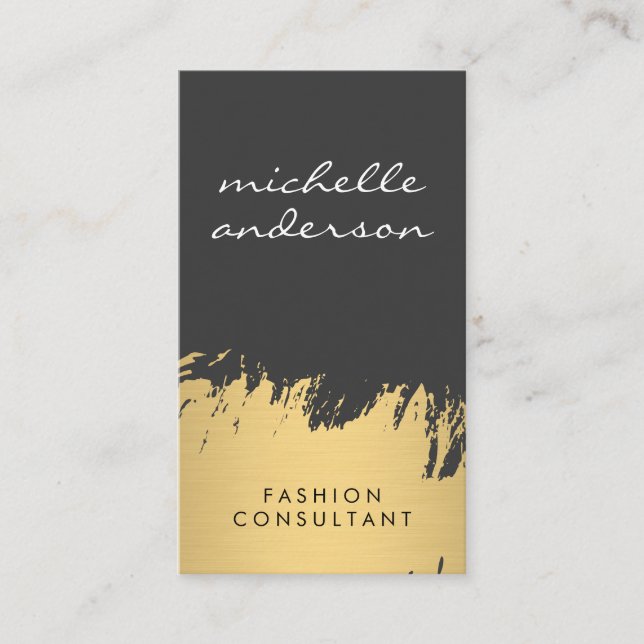 Faux Gold Brushed Grey Business Card (Front)