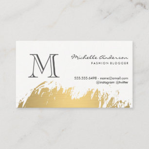 Faux Gold Brushed Monogram Business Card
