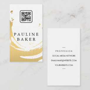 Faux Gold Brushed   QR Code Business Card