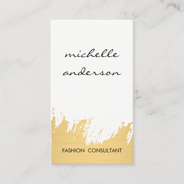 Faux Gold Brushed White Grey Business Card (Front)