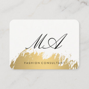 Faux Gold Brushed White Grey Business Card