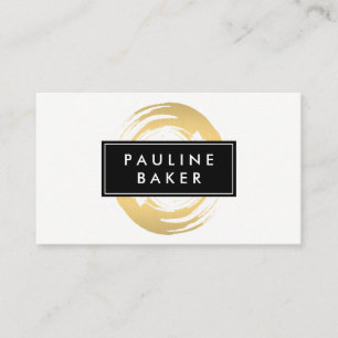 Faux Gold Brushed with Black White Label Business Card