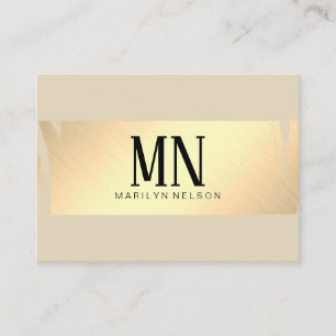 Faux Gold Brushed with Chic Monogram / Beige Business Card