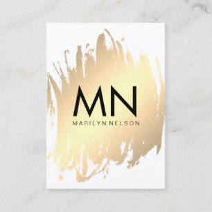 Faux Gold Brushed with Chic Monogram Business Card