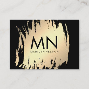 Faux Gold Brushed with Chic Monogram Business Card
