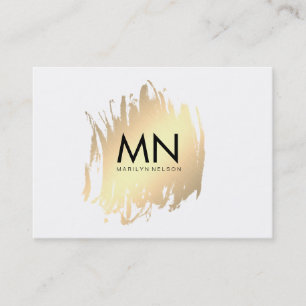 Faux Gold Brushed with Chic Monogram Business Card