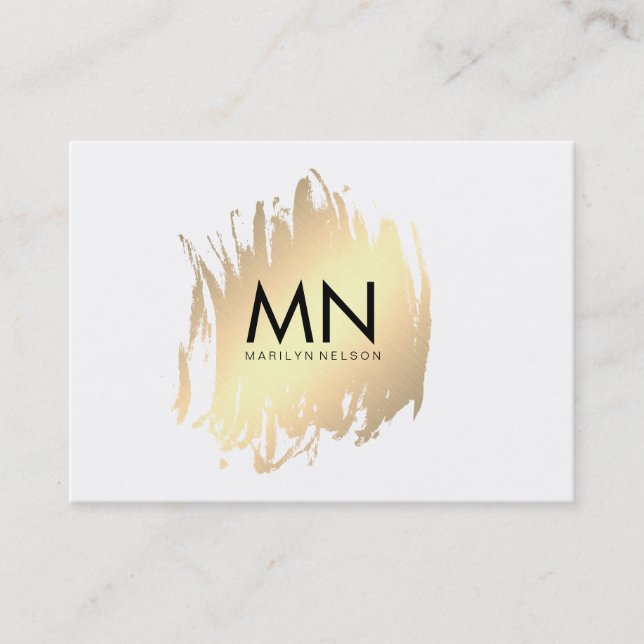 Faux Gold Brushed with Chic Monogram Business Card (Front)