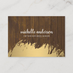 Faux Gold Brushed / Wood Business Card