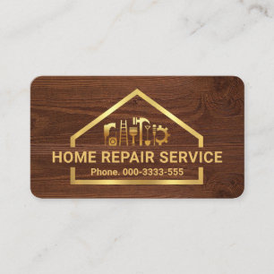 Faux Gold Building Handyman Tools Frame Business Card