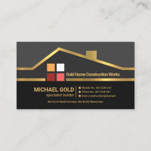 Faux Gold Building Roof Handyman Contractor Business Card