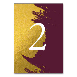 Faux Gold Burgundy, Monogram Wedding Table Number