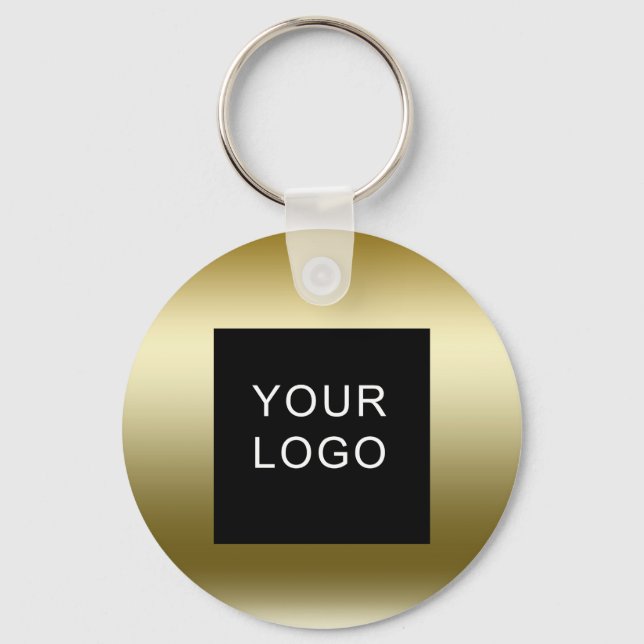 Faux Gold Business Corporate Logo Design Key Ring (Front)