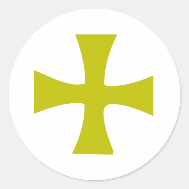 Faux Gold Byzantine Cross Classic Round Sticker (Front)