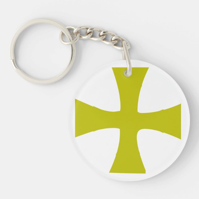 Faux Gold Byzantine Cross Key Ring (Front)