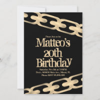 Faux Gold Chain Block Party Hip Hop Invitation