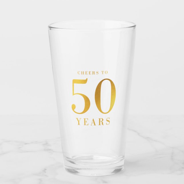 Faux Gold Cheers to 50 Years Birthday Glass (Front)