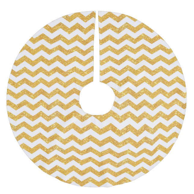 Faux Gold Chevron - Christmas Tree Skirt (Front)