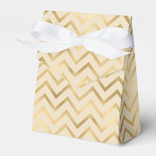 Faux Gold Chevron Pattern Favour Box (Front Side)