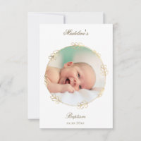 faux gold circle Baptism small thank you card  