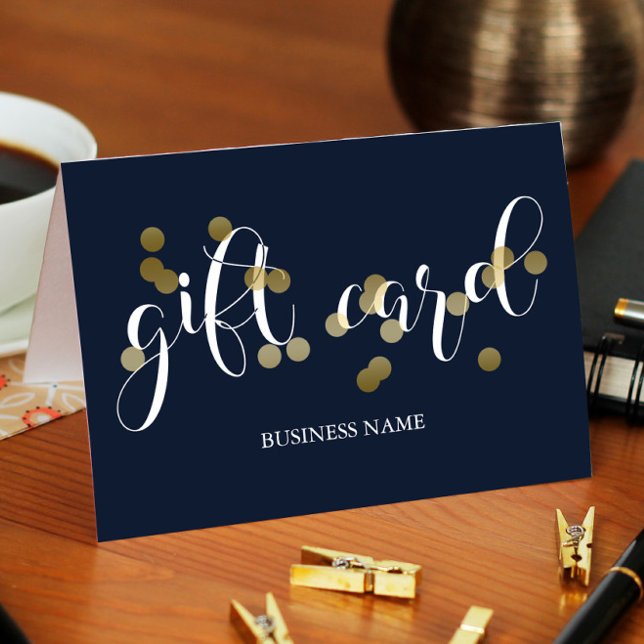 Faux Gold Confetti & Dark Blue Gift Card (Creator Uploaded)