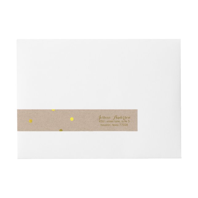 Faux Gold Confetti Dots Wraparound Address Label (Front)