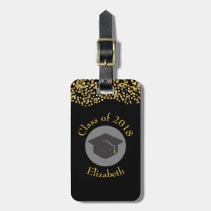 Faux Gold Confetti & Graduation Cap Class of 20xx Luggage Tag