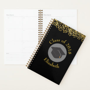 Faux Gold Confetti & Graduation Cap Class of 20xx Planner