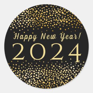 Faux Gold Confetti Happy New Year 2019 Classic Round Sticker