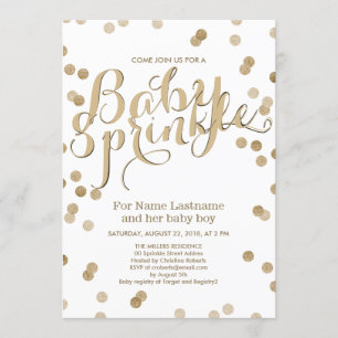 Faux Gold Confetti Modern Baby Sprinkle Invitation