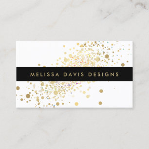 Faux Gold Confetti Modern Business Card
