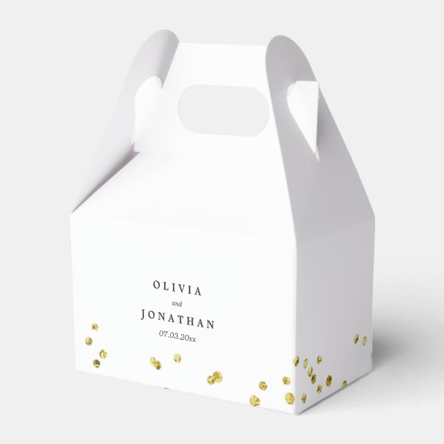 Faux Gold Confetti | Modern Wedding Favour Box (Front Side)