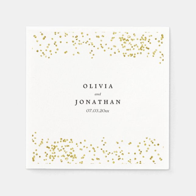 Faux Gold Confetti | Modern Wedding Napkins (Front)