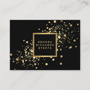Faux Gold Confetti on Modern Black Large Business Card