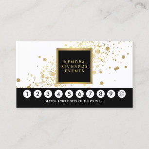 Faux Gold Confetti on Modern White II Loyalty Card