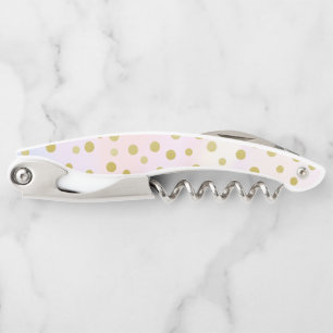 Faux Gold Confetti on Pink Watercolor Corkscrew
