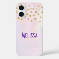 Faux Gold Confetti on Purple Watercolor