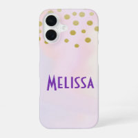Faux Gold Confetti on Purple Watercolor